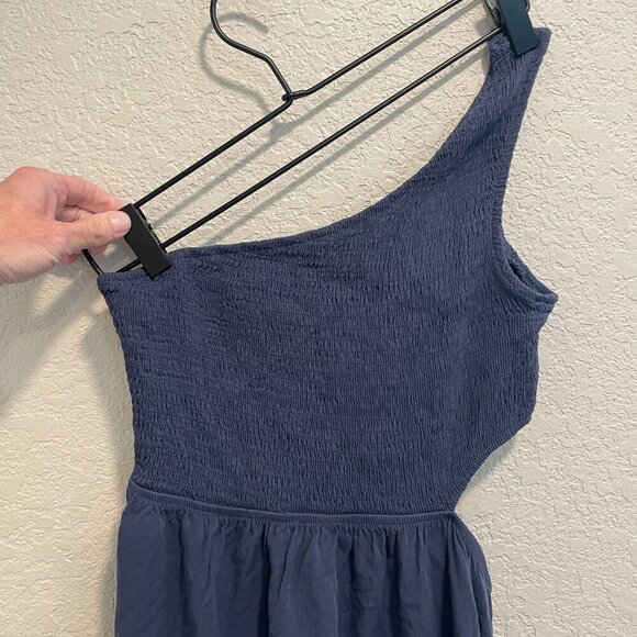 Anrabess Blue Smocked Top One Shoulder Cut Out Dress S - Picture 3 of 4
